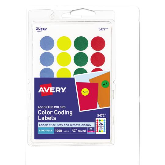 18 Packs: 1,008 ct. (18,144 total) Avery® Assorted Colors Printable  Removable Color-Coding Labels